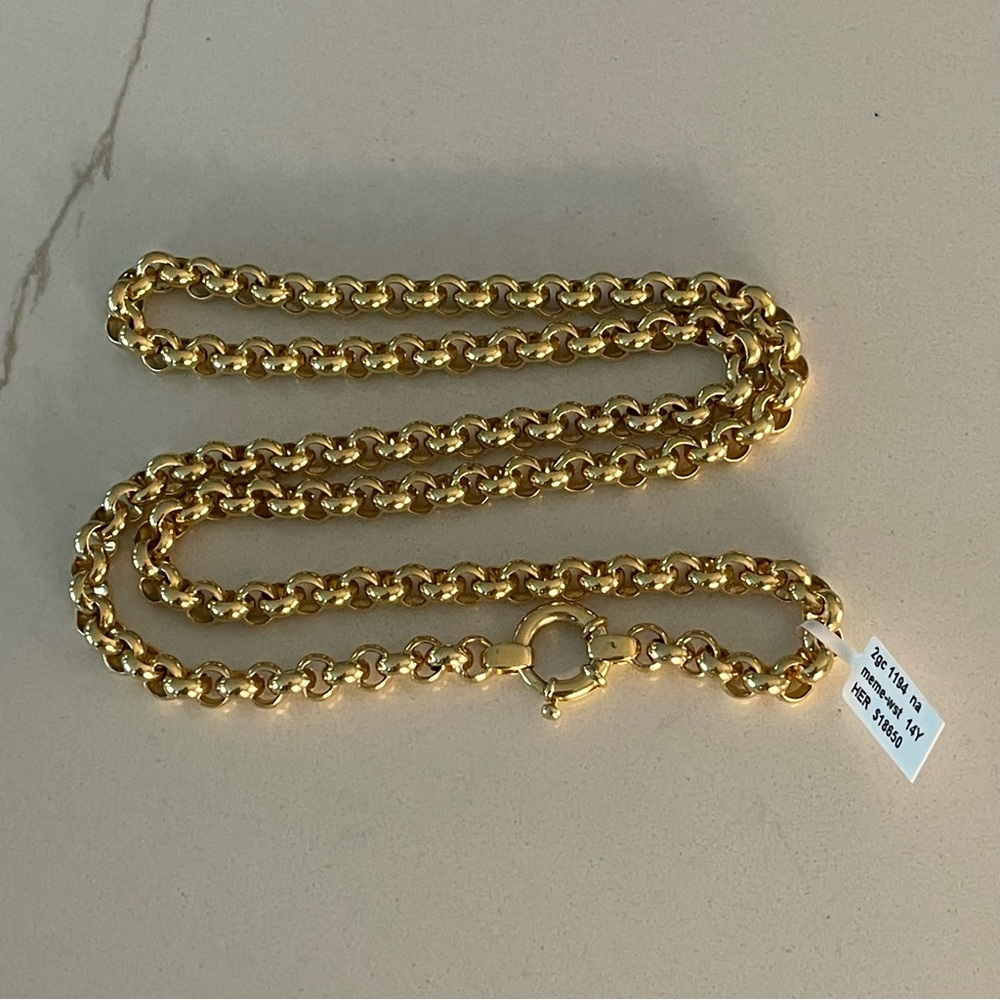 Unisex 14kt. Yellow Gold Chain Necklace 30”
Long